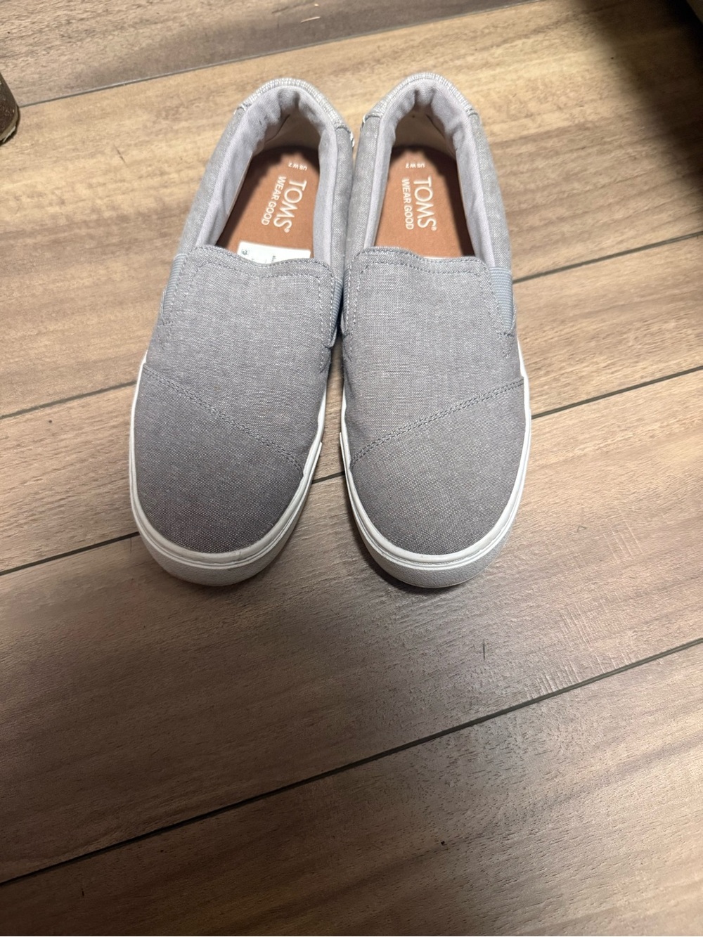 Toms Slip-On Flats in Light Gray Canvas